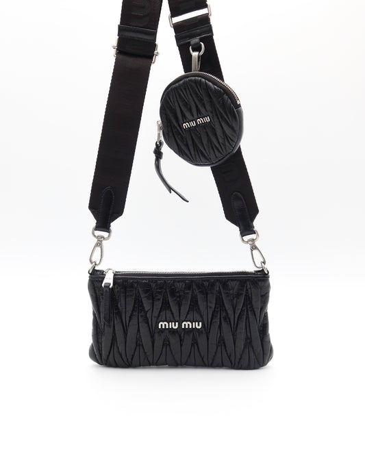 Miu Miu Vitello Shine Matelasse Crossbody Bag