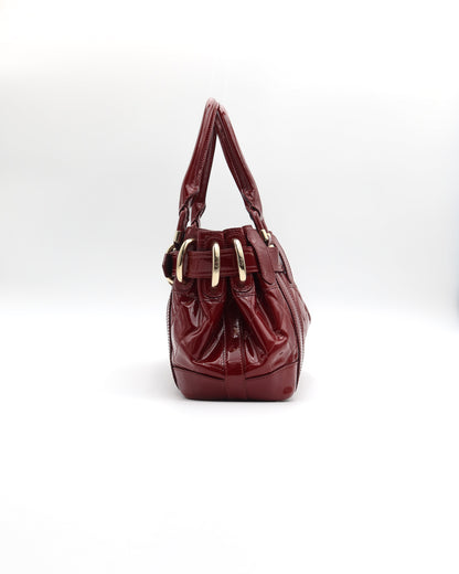 Burberry Patent Leather Quilted Beaton Bag