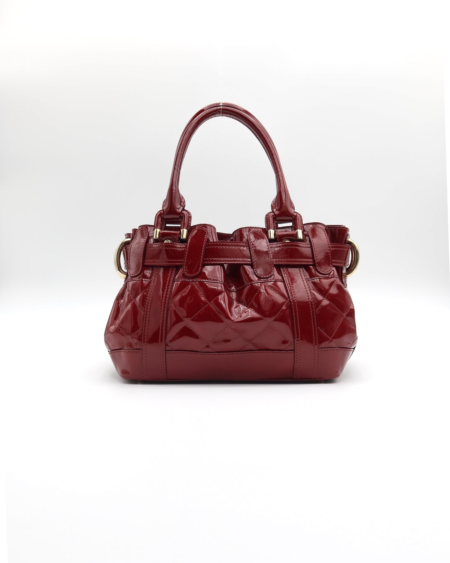 Burberry Patent Leather Quilted Beaton Bag